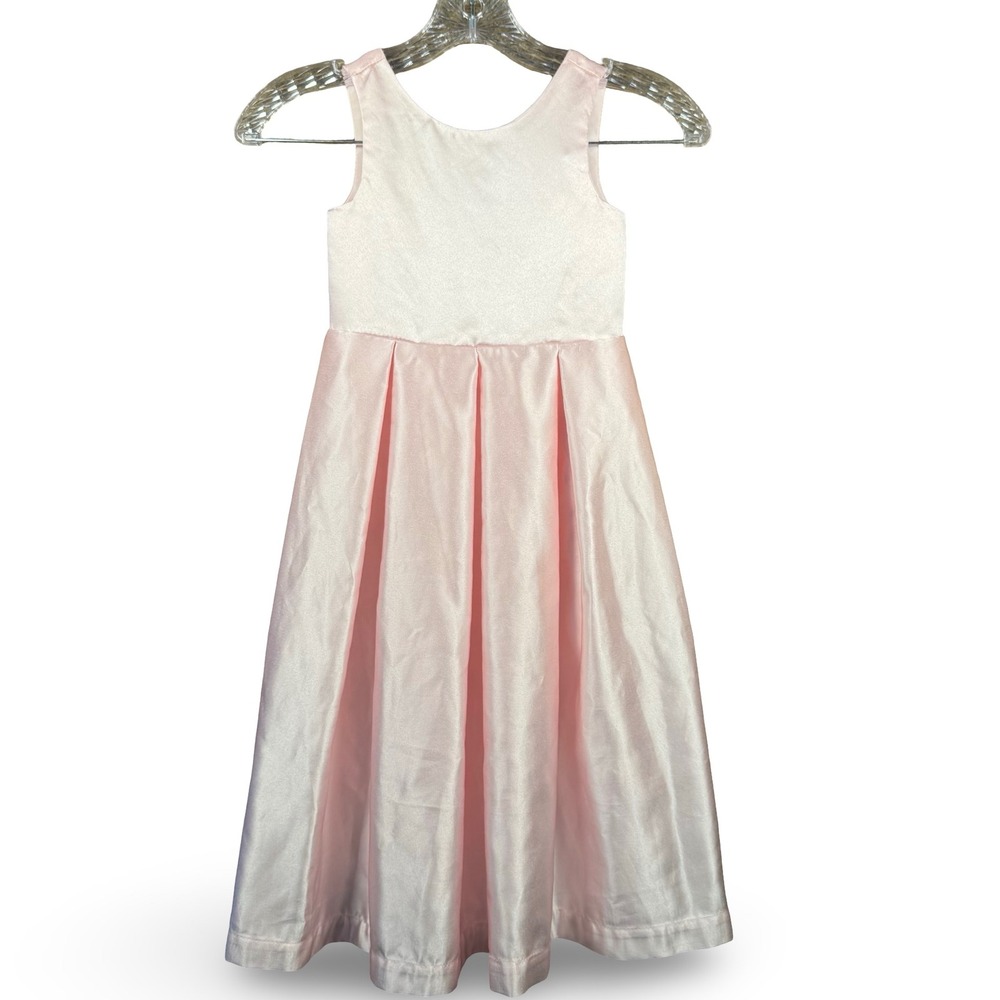 Girls Formal Pink Dress Size 4 Flower Girl Sleeveless Party Satin Fit Flare Cute